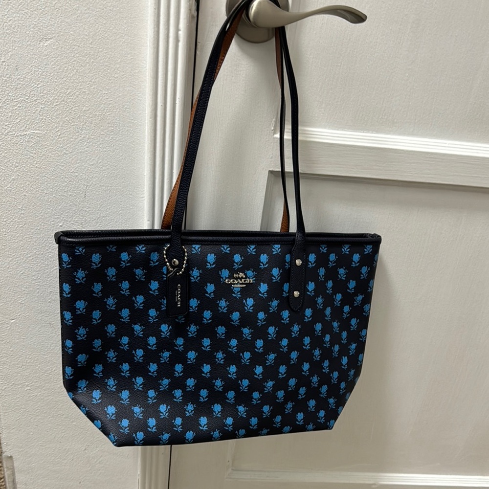 Coach Blue and Black Tote Bag